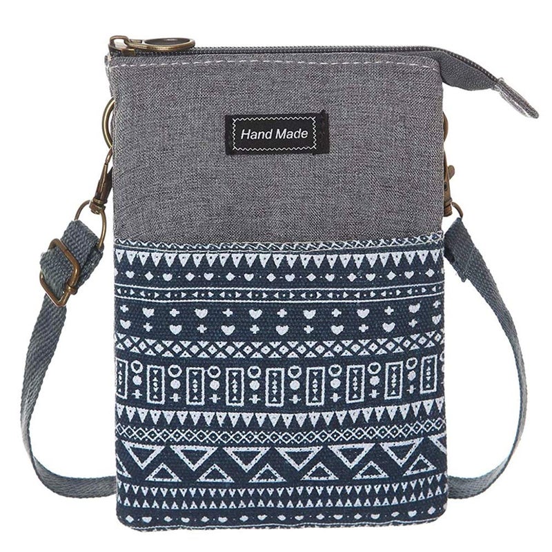 MEISEE Roomy Cell Phone Purse Wallet Canvas Small Crossbody Purse Bags with Shoulder Strap For Women teen girlsl (B-blue and gray-2) - Image 1